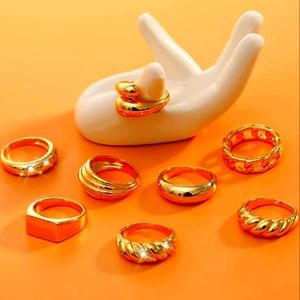 18k Gold Plated Chunky Rings Set Of 6 NWT